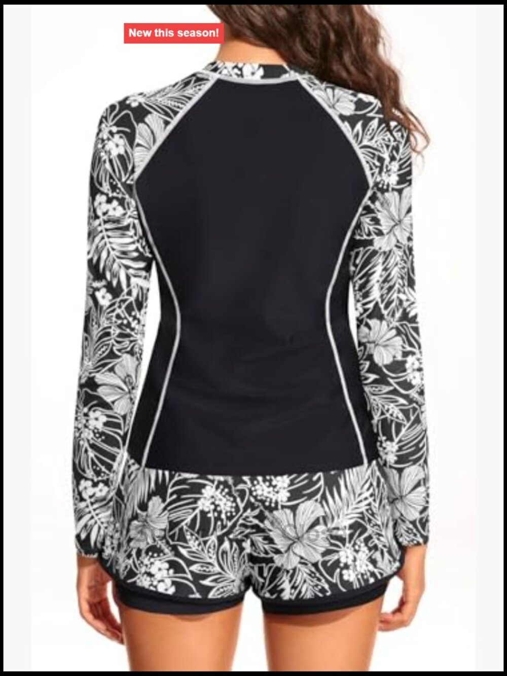 Women's Long Sleeve Rash Guard Set UPF 50+ Built-In Bra - Picture 2 of 6